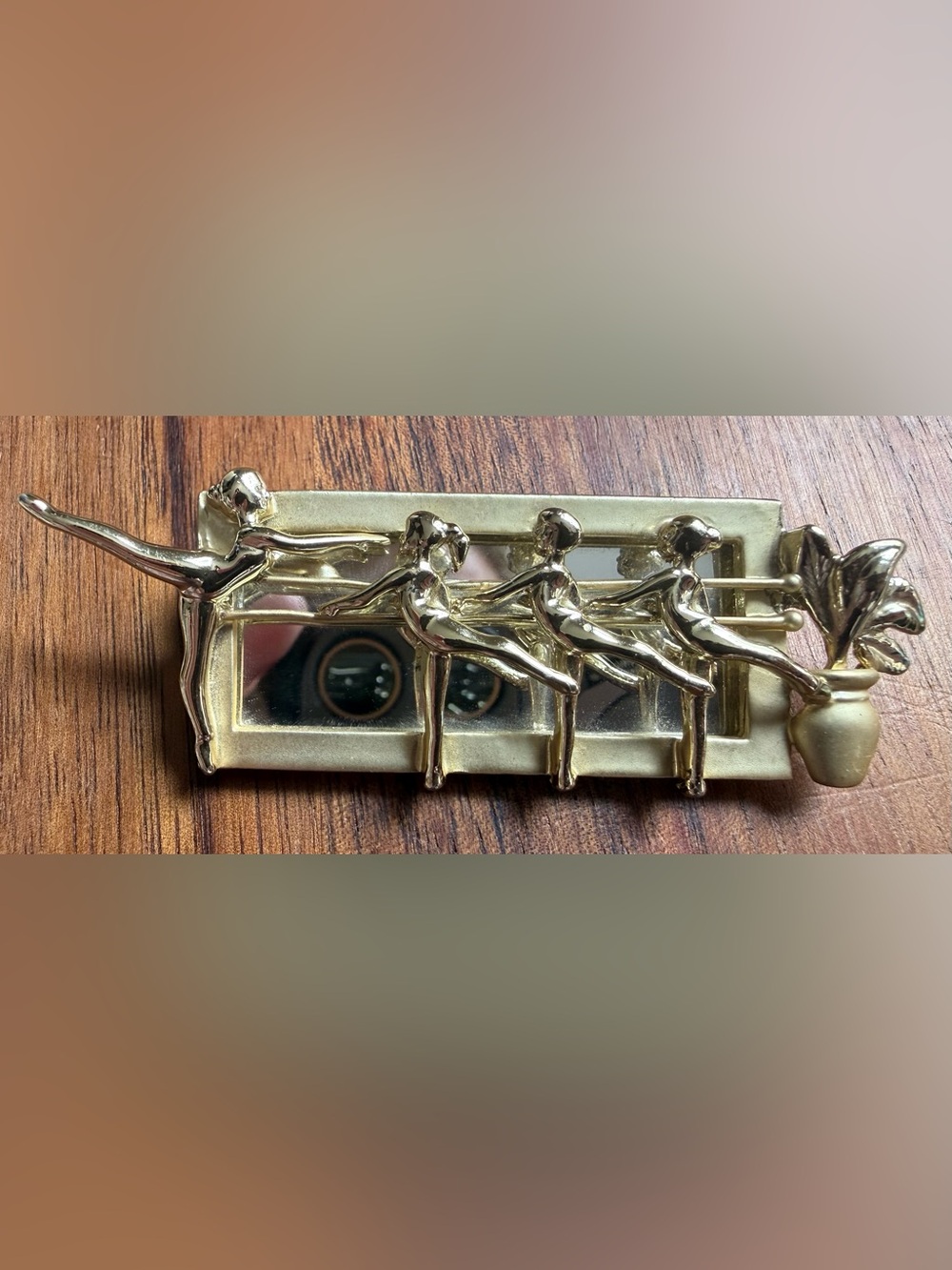 VTG Danecraft Ballerina Dancer Gold Tone Brooch Pin Practice Little Girl